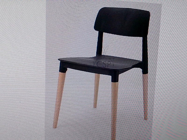 Modern Black Dining Chair Set with Wooden Legs