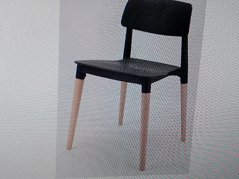 Modern Black Dining Chair Set with Wooden Legs