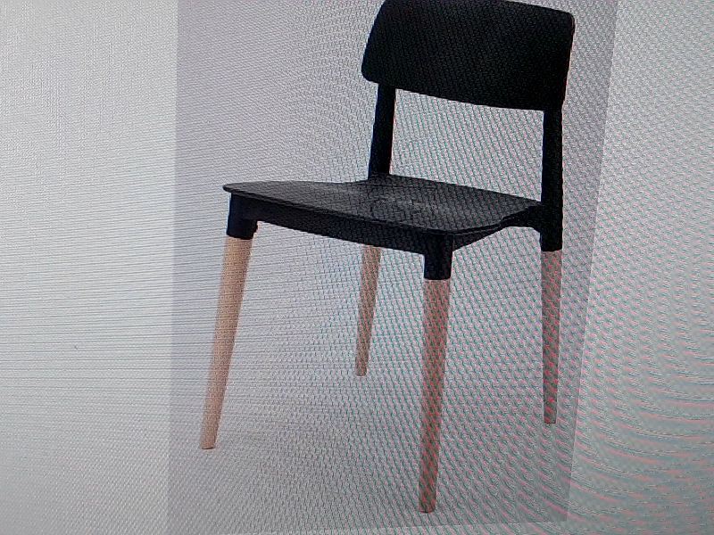 Modern Black Dining Chair Set with Wooden Legs