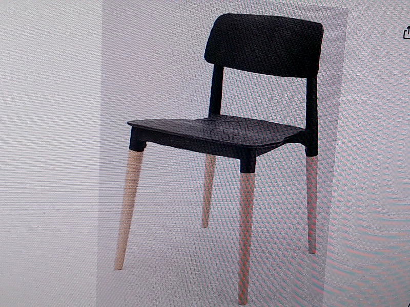 Modern Black Dining Chair Set with Wooden Legs