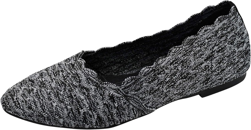 Skechers Women's Cleo - Honeycomb Black/Charcoal Flats 9.5