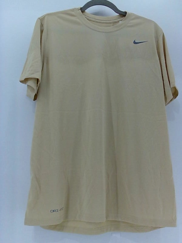 Nike Men's Large Training Dri-FIT Tan Short Sleeve Active Shirt