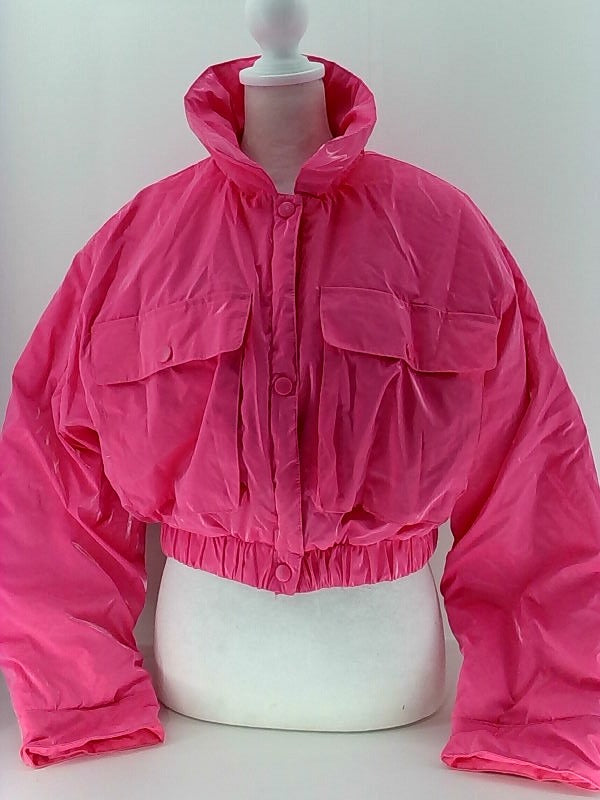 Pink Women's Puffer Jacket - Size Large