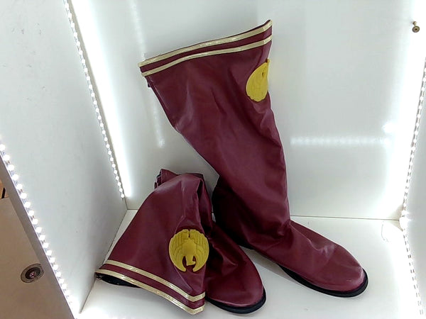 Burgundy Costume Boots with Gold Trim