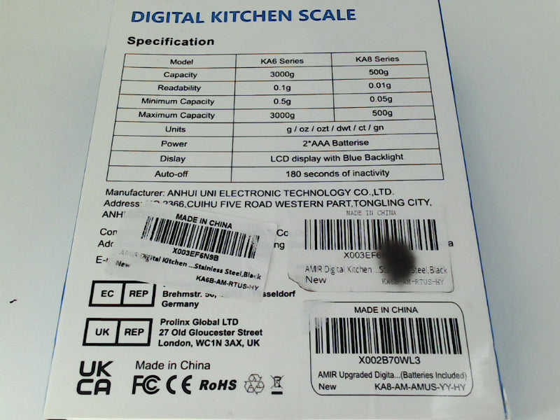 AMIR Digital Kitchen Scale 3000g Capacity with LCD Display