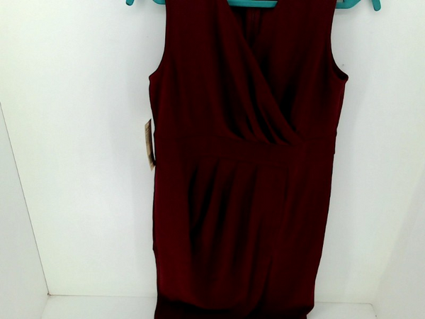 Oten Women's Sleeveless V Neck Front Slit Dress Loose Fit Maroon Size Large