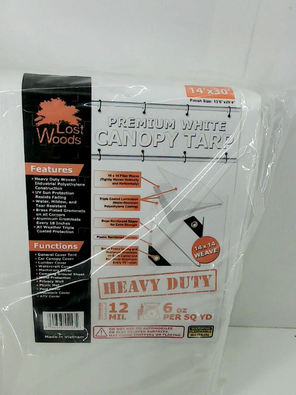 Heavy Duty 14x30 Premium White Canopy Tarp by Lost Woods