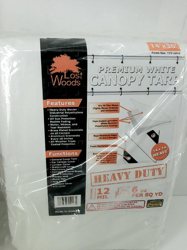 Heavy Duty 14x30 Premium White Canopy Tarp by Lost Woods