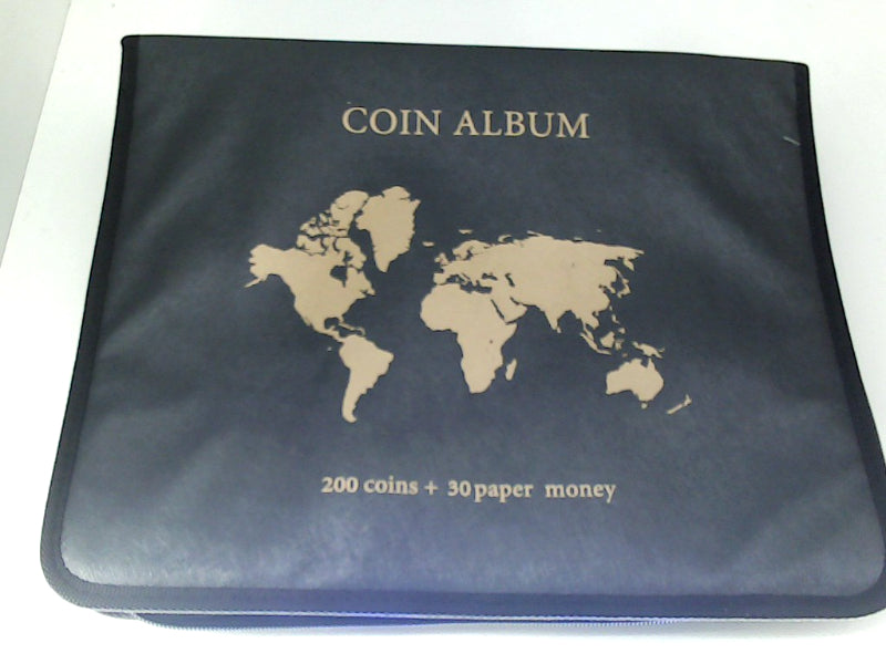 Black Coin Collection Album Holds 200 Coins and 30 Paper Bills