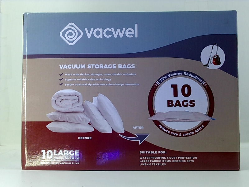 Vacwel Large Vacuum Storage Bags with Hand Pump - 10 Pack