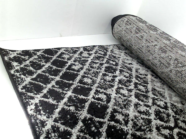 Bodrum Black and White Runner Rug 2 to 6 X 14