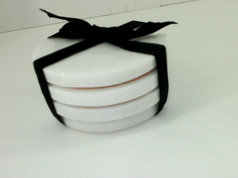 Elegant White Marble Coaster Set 3.9 Inch Diameter