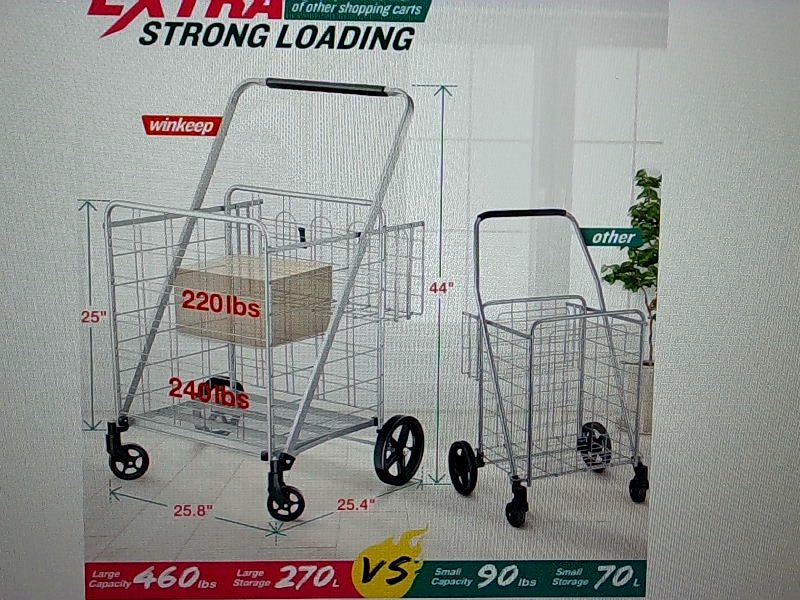 Winkeep Super Jumbo Shopping Cart with Heavy Duty Wheels