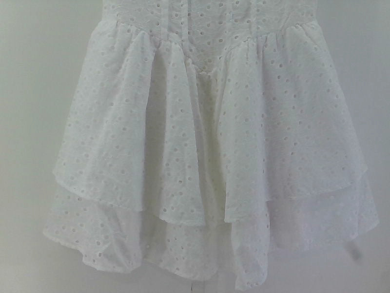 White Short Sleeve Eyelet Dress Medium