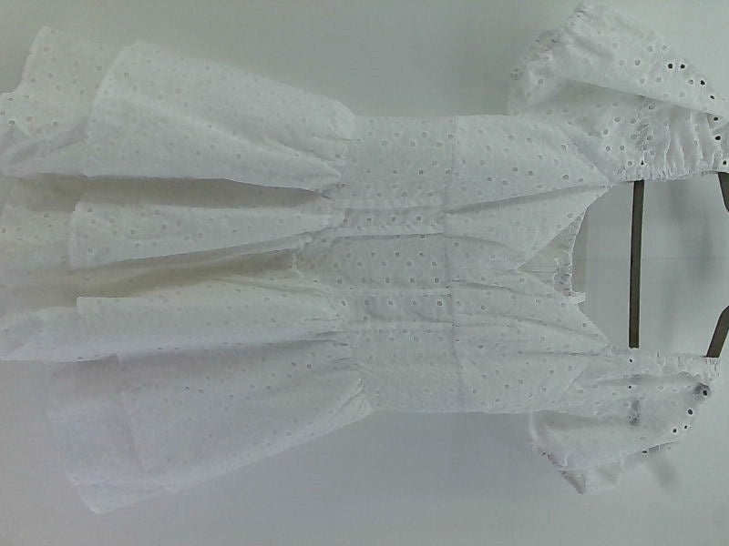 White Short Sleeve Eyelet Dress Medium