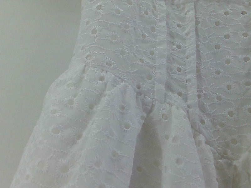 White Short Sleeve Eyelet Dress Medium