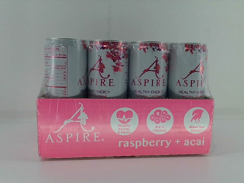 Aspire Raspberry Acai Energy Drink No Sugar Keto Friendly 12 Pack Multicolor