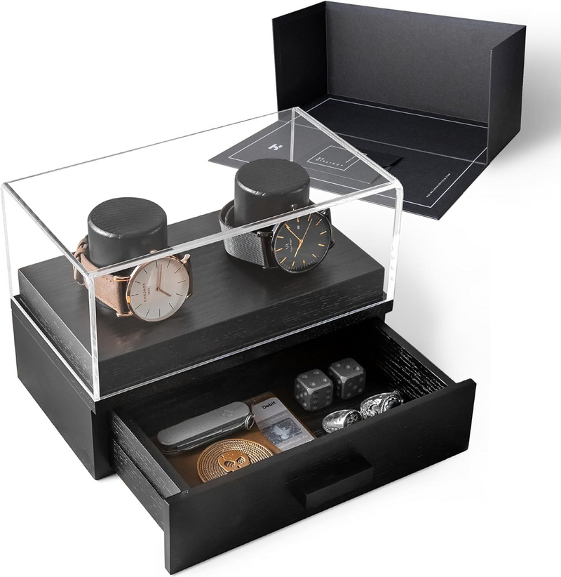 Holme & Hadfield Watch Display Case Watch Holder Color Black Size 2 Slot