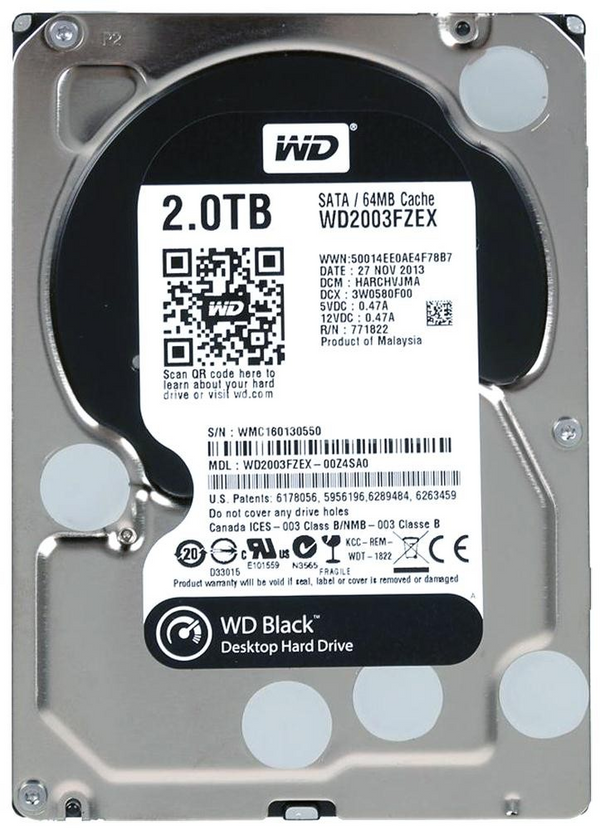 WD2003FZEX-00Z4SA0 Western Digital Black 2TB 7200RPM SATA 6Gbps 64MB Cache 3.5-inch Internal Hard Drive