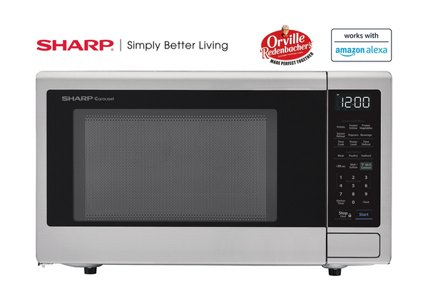 1.4 cu. ft. 1000W Sharp Stainless Steel Smart Carousel Countertop Microwave Oven (SMC1449FS)