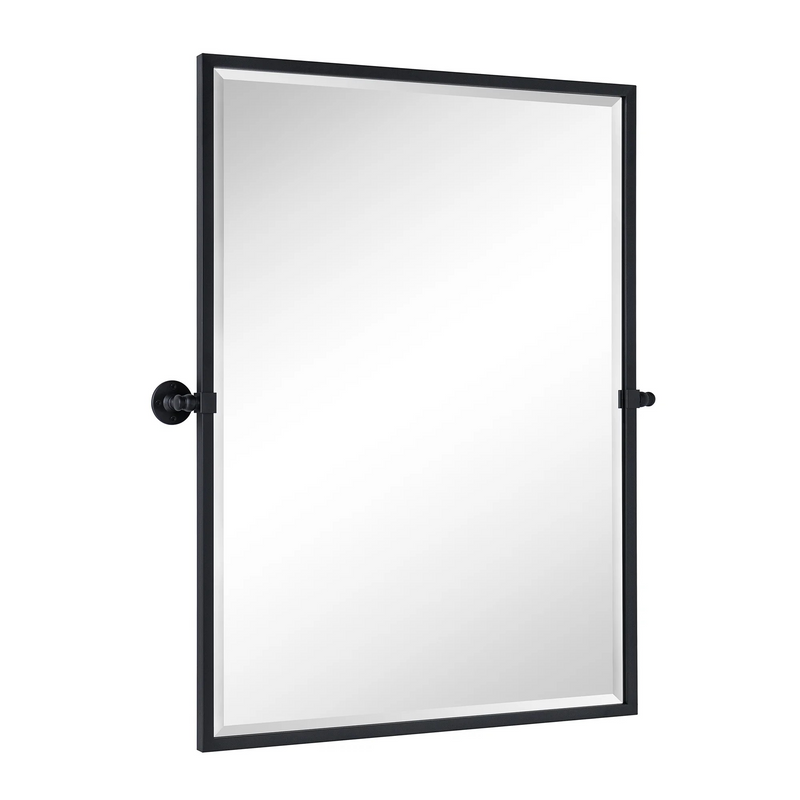 TEHOME Black Metal Framed Pivot Rectangle Bathroom Mirror 30x40 Inch