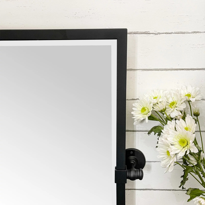 TEHOME Black Metal Framed Pivot Rectangle Bathroom Mirror 30x40 Inch