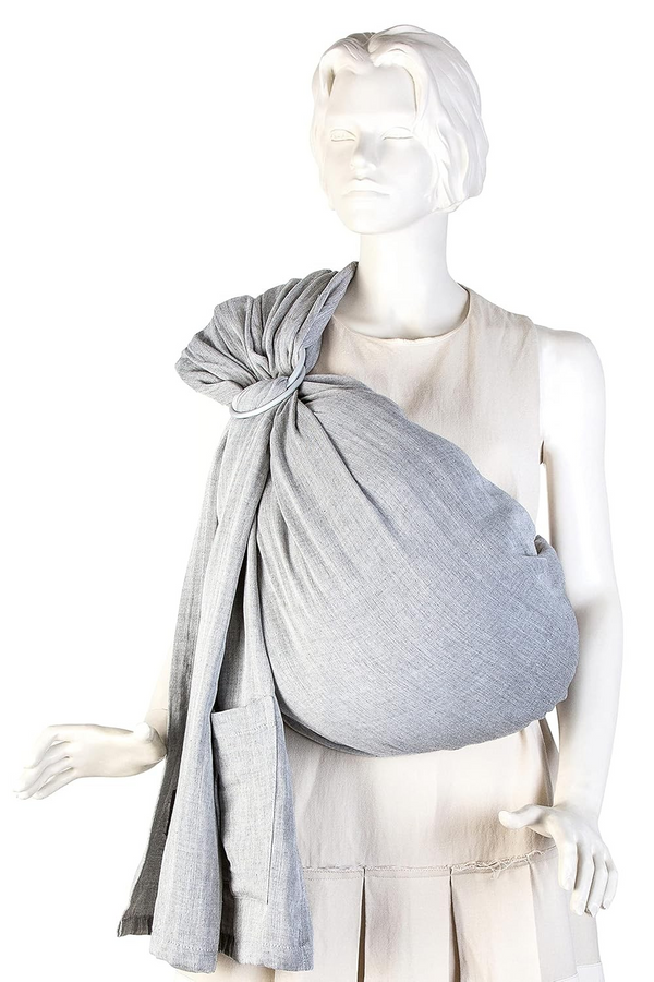 Baby Sling and Ring Sling 100% Cotton Muslin Infant Carrier Ring Sling Baby Carrier Front and Chest Newborn, Grey Color