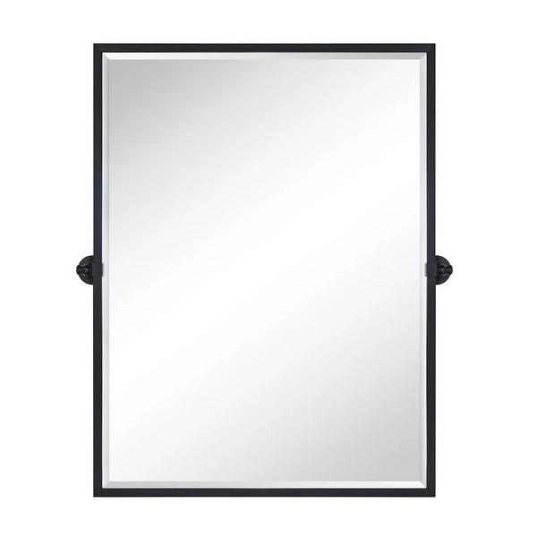 TEHOME Black Metal Framed Pivot Rectangle Bathroom Mirror 30x40 Inch