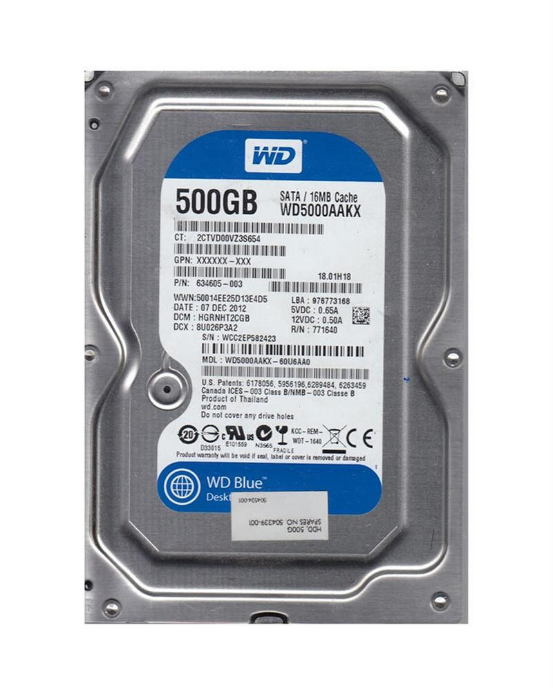 WD5000AAKX-60U6AA0 Western Digital Caviar Blue 500gb 7200rpm Sata 6gbps 3.5 Internal Hard Drive