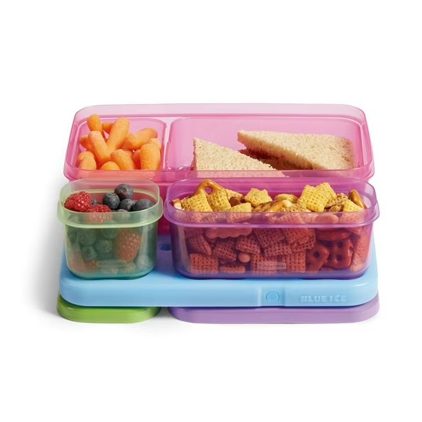 Rubbermaid LunchBlox Kids Lunch Box Container Set, Flat, Assorted Colors