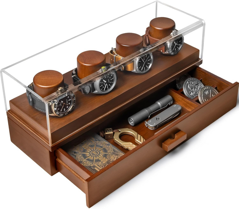 Holme & Hadfield Display Case 4 Watches Color Brown