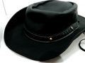 Brandslock Mens Black Leather Cowboy Hat Sun Hat Color Black Leather Size 2XLarge