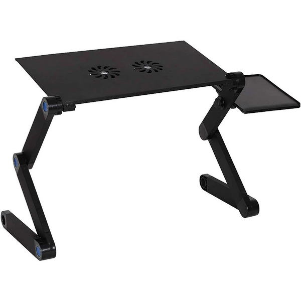 Portable Adjustable Foldable Aluminum Laptop Desk with 2 CPU Cooling Fans