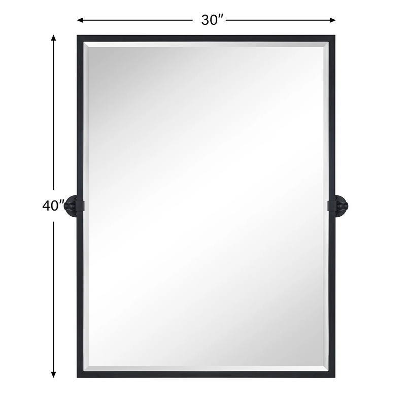 TEHOME Black Metal Framed Pivot Rectangle Bathroom Mirror 30x40 Inch