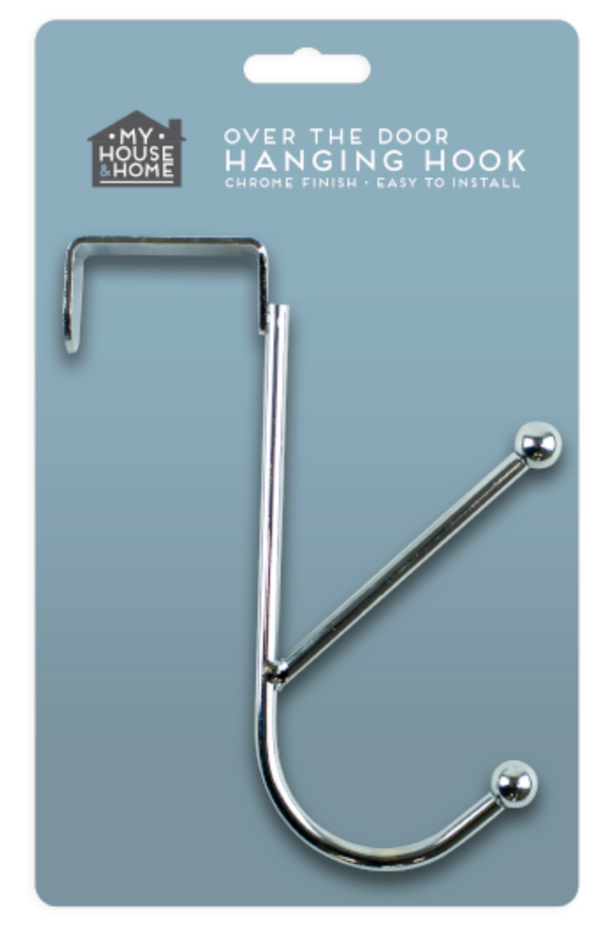 STRONG Over The DOOR HOOK Hangers Clothes Coat Towel Rack DUAL Hooks Chrome