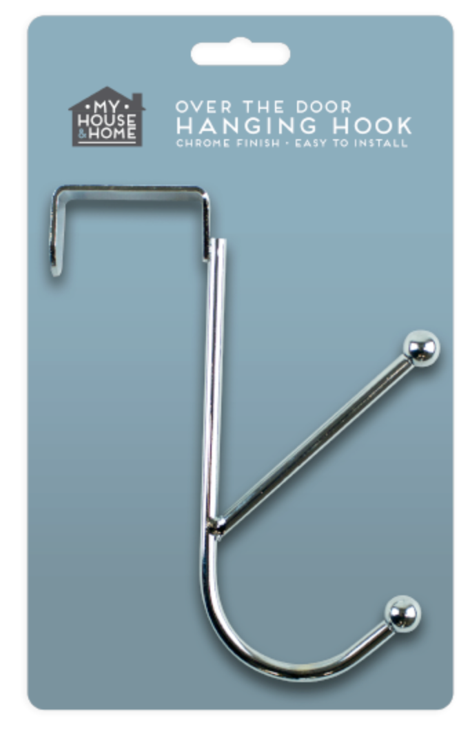 STRONG Over The DOOR HOOK Hangers Clothes Coat Towel Rack DUAL Hooks Chrome