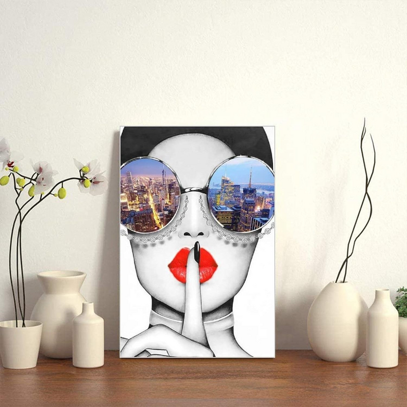 Modern Art Canvas for Women With Red Lips Contemporary Design Urban Style 16x24