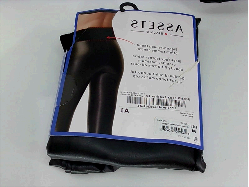 Spanx Womens Faux Leather Leggings Black 1x Stretchy Pullon Active Pants