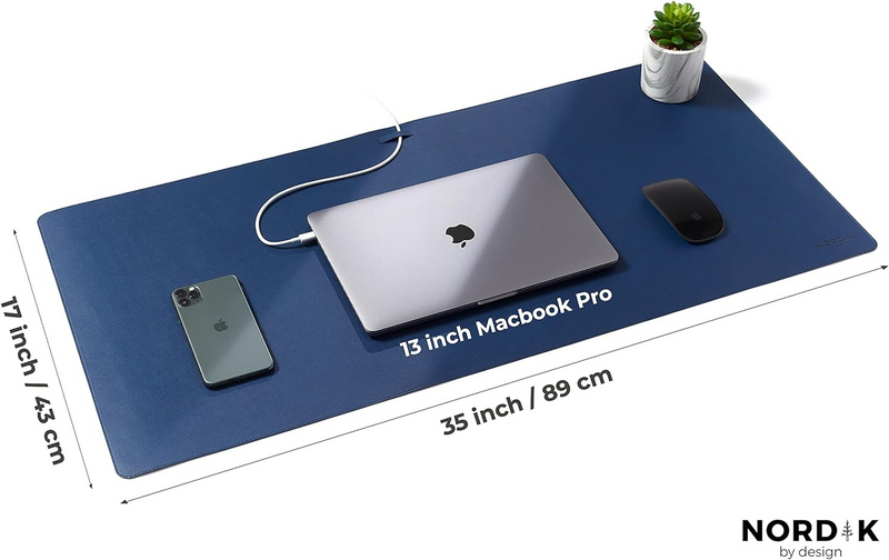 Nordik Desk Mat Cable Blue 35 X 17 inch Premium Extended Mouse Mat