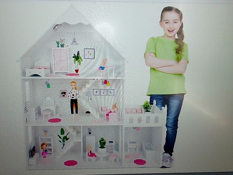 Green Series Wooden Dollhouse Color White