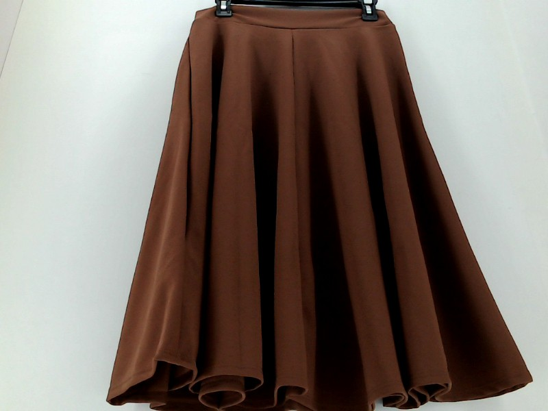 Ssoulm Women's Line Midi Skirt Stretch Strap Pull On Color Brown Size XLarge