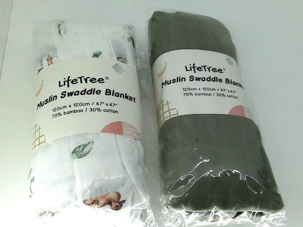 Lifetree Muslin Swaddle Blanket Multicolor Size 120cmx120cm 47x47 Inch