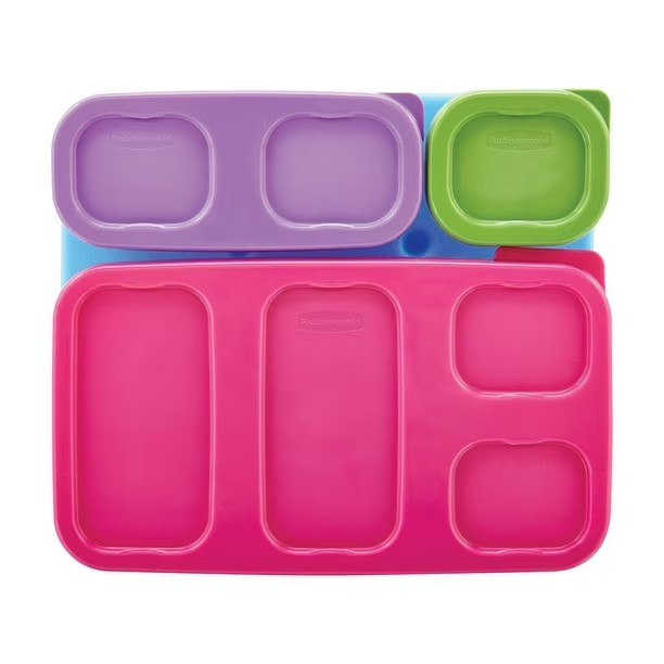 Rubbermaid LunchBlox Kids Lunch Box Container Set, Flat, Assorted Colors