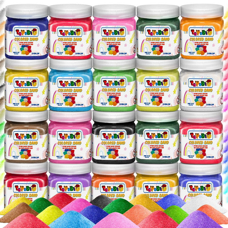 Toyssio Colored Sand for Sand Art 20 Colors 15 Lbs  Kids Pack of 20