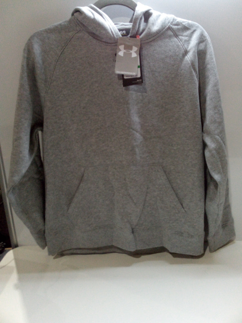Size Large Under Armour Color True Gray Heather Black Armour Boys Hoodie