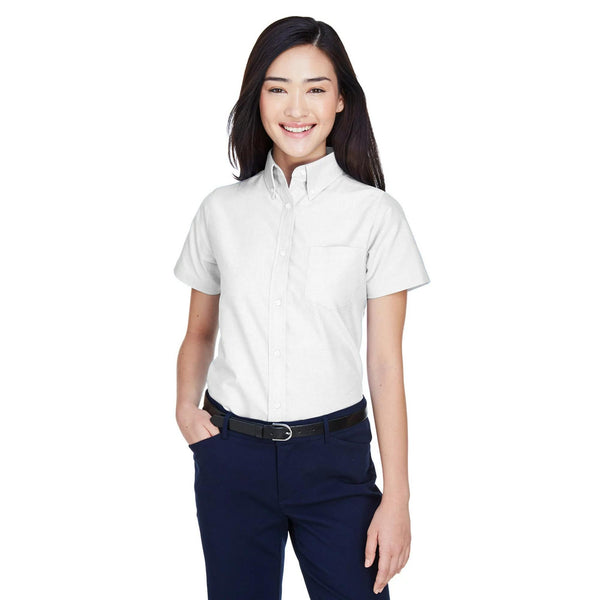 Ultraclub Ladies Classic Wrinkle Resistant Short Sleeve White Large Shirt