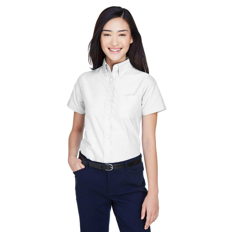 Ultraclub Ladies Classic Wrinkle Resistant Short Sleeve Oxford 8973 White Medium Shirt