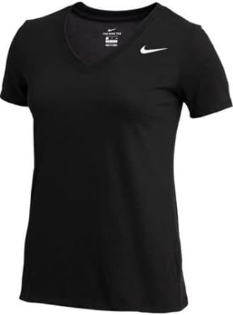 Nike Womens DRI FIT Short Sleeve V Neck Black Size XLarge Activewear Tops