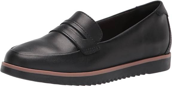 Clarks Women's Serena Terri Loafer Flat Black Leather 9 Pair of Shoes