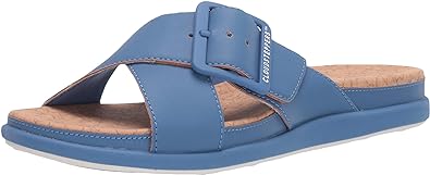 Clarks Women's Step June Shell Sandal Blue Synthetic Size 6.5 Pair Of Shoes